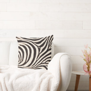 Cojín Decorativo Ir Estampado de Cebra Rayas Negro Blanco Peludo Fa