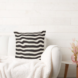 Cojín Decorativo Ir Estampado de Cebra Rayas Negro Blanco Peludo Fa