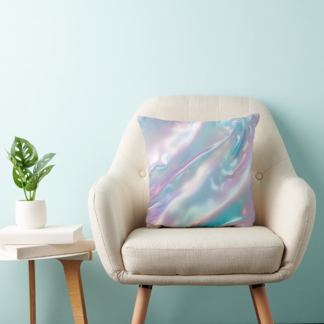 Cojín Decorativo Iridescent Holographic Modern Blue Pink (Silla)