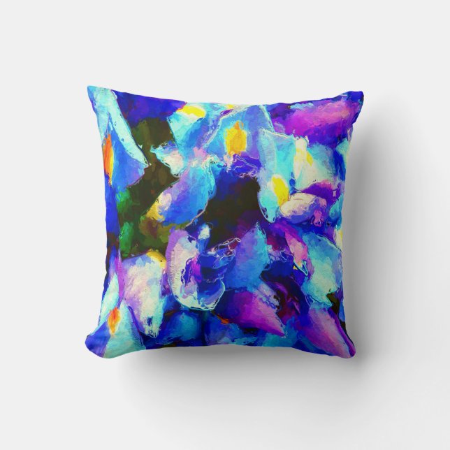 Cojín Decorativo Iris caprichoso de la púrpura de la acuarela (Anverso)