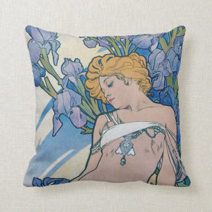 Cojín Decorativo Iris (Cuatro Flores), Alphonse Mucha