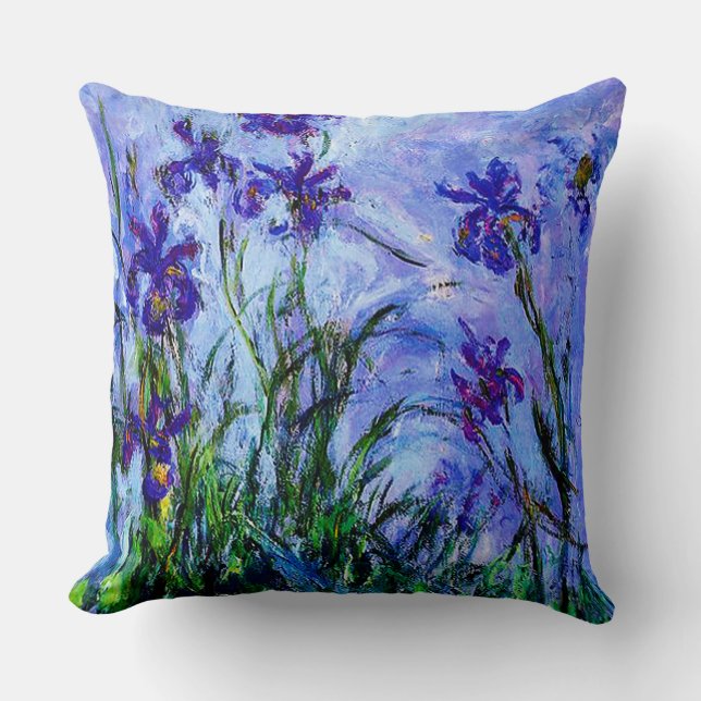 Cojín Decorativo Iris de la Monet-Lila de Claude (Anverso)