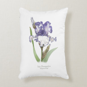 Cojín Decorativo Iris Floral Botánico de Arte con Volantes Púrpura
