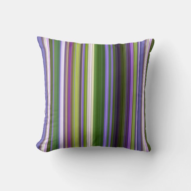 Cojín Decorativo Iris Florales Morado y Verde Raya (Anverso)