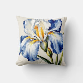 Cojín Decorativo Iris Schwertlilie blau weiß - Aquarell-Design | 