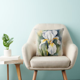 Cojín Decorativo Iris Schwertlilie weiß - Aquarell-Design | 