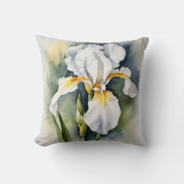 Cojín Decorativo Iris Schwertlilie weiß - Aquarell-Design | 