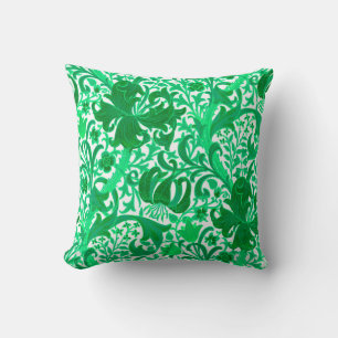 Cojín Decorativo Iris y lirio de William Morris, verde jade