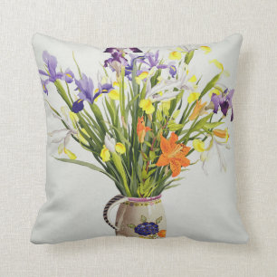 Cojín Decorativo Iris y lirios en un jarro holandés