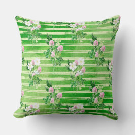 COJÍN DECORATIVO IRISH GREEN SHAMROCKS AND TINY PINK FLOWERS