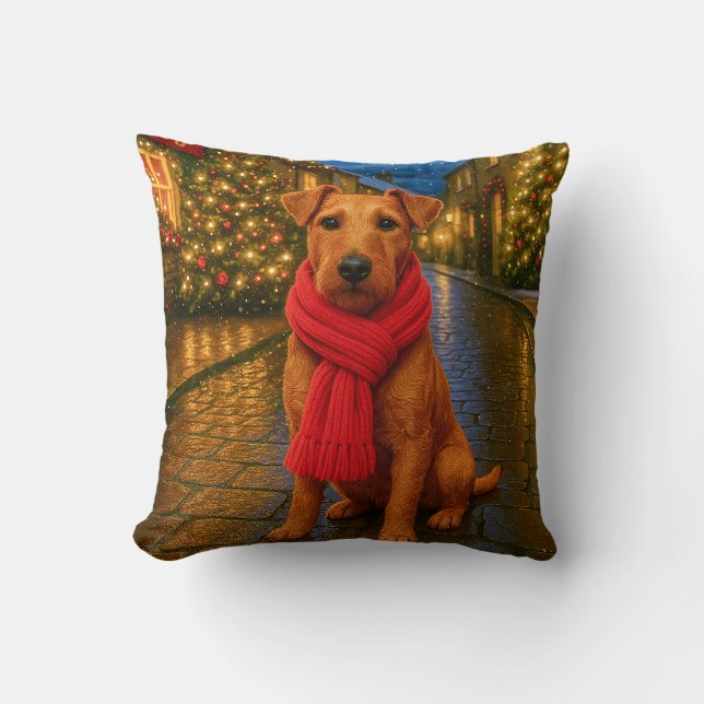 Cojín Decorativo Irish Terrier Holiday  (Anverso)