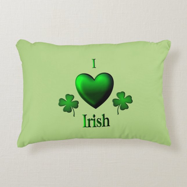 Cojín Decorativo Irlandés del corazón verde (Anverso)