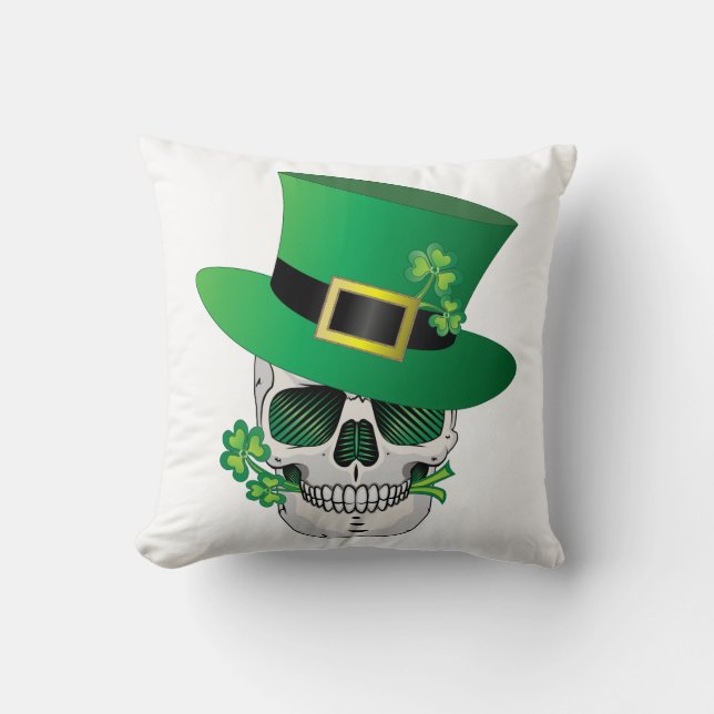 Cojín Decorativo Irlandés Leprechaun Skull (Anverso)