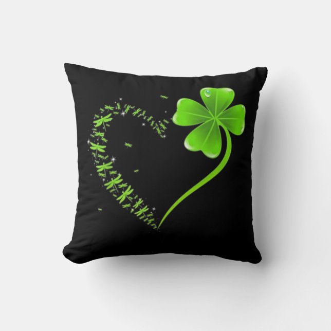 Cojín Decorativo Irrish, Shamrock Heart Clover St (Anverso)
