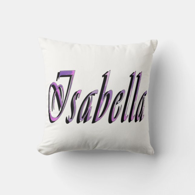 Cojín Decorativo Isabella, Nombre, Logo, Chicas Cushiro Blanco (Anverso)