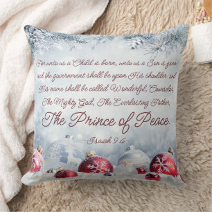 Cojín Decorativo Isaiah 9:6 Unto us un niño nace Navidades