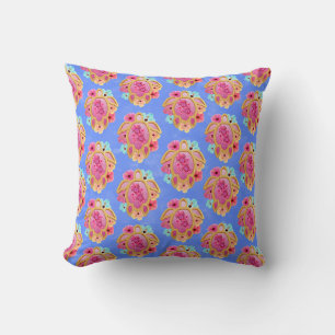 Cojín Decorativo Isla Azul Rosa Tropical Turdus Floral