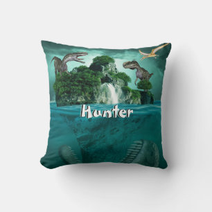 Cojín Decorativo Isla de Dinosaurios Personalizada   