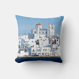 Cojín Decorativo Isla de paros con el pueblo de naoussa