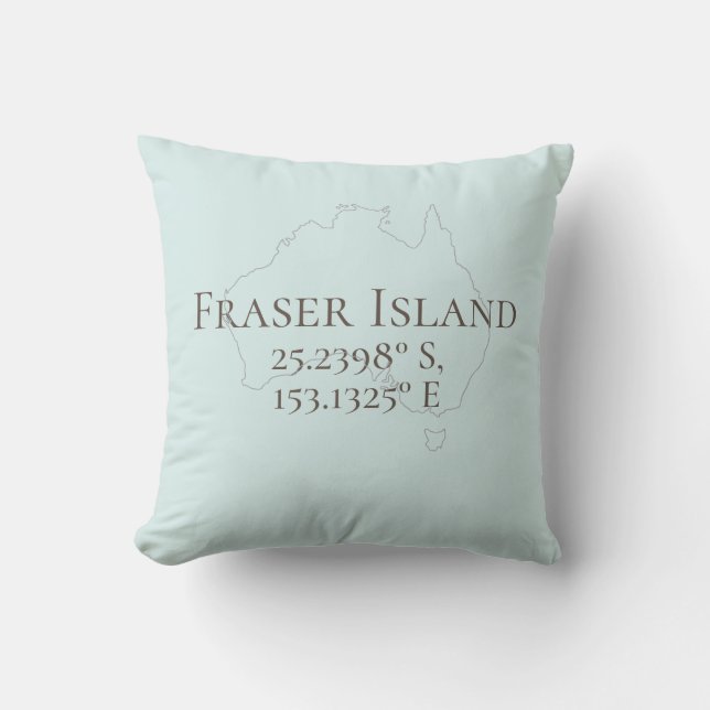 Cojín Decorativo Isla Fraser Australia Latitud y longitud (Anverso)