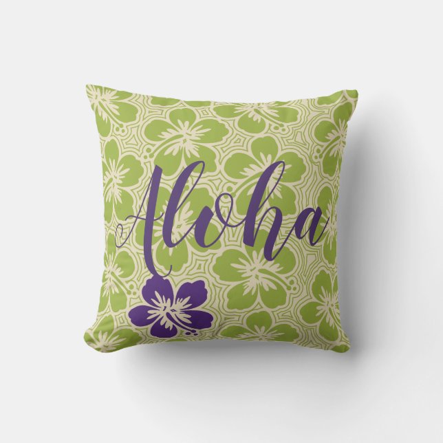 Cojín Decorativo Isla Hibiscus Hawai Reversible Aloha (Anverso)