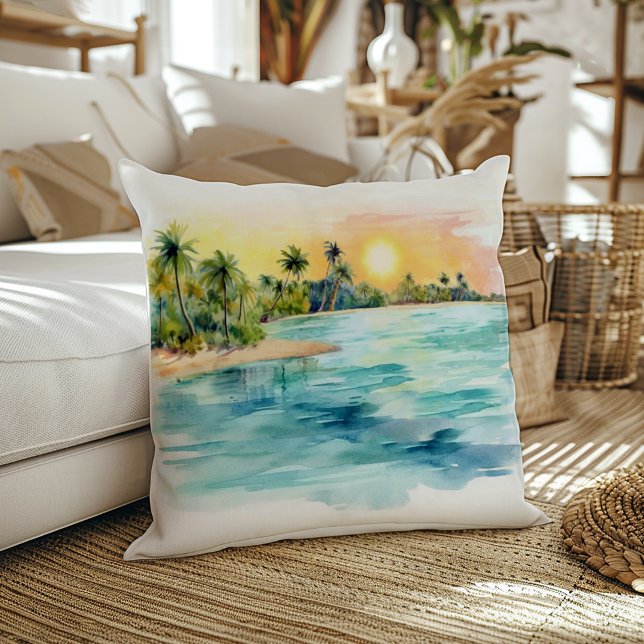 Cojín Decorativo Isla Paraíso Playa Tropical Sunset & Palm (Subido por el creador)