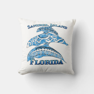 Cojín Decorativo Isla Sanibel Florida Vacaciones para delfines trib
