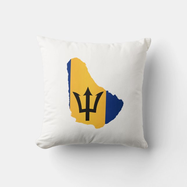 Cojín Decorativo Islas de Barbados en silueta con bandera (Anverso)