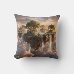 Cojín Decorativo Islas flotantes surrealistas con cascadas