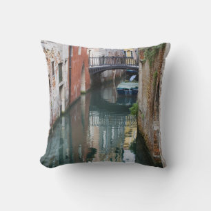 Cojín Decorativo Italia, Venecia, reflejos y pequeño puente de