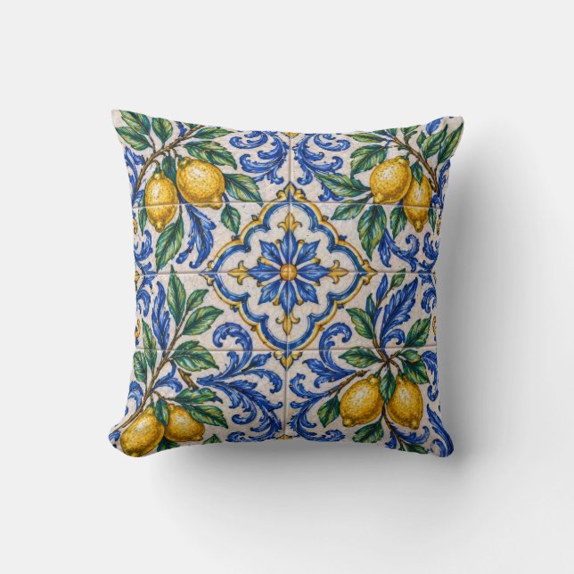 Cojín Decorativo Italian Lemon Azulejo Tile (Anverso)