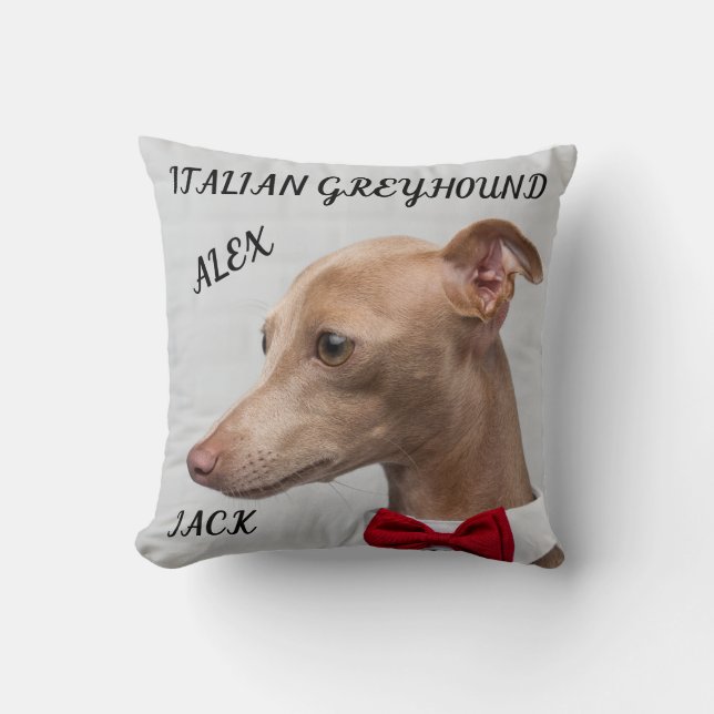 COJÍN DECORATIVO ITALIANO GREYHOUND CON NOMBRES/ME (Anverso)