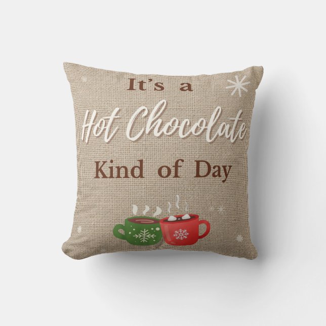 Cojín Decorativo It's a Hot Chocolate Kind of Day Mugs Pillow (Anverso)