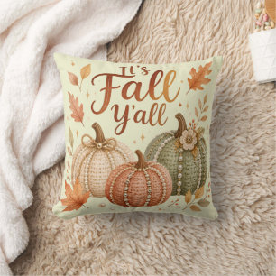 Cojín Decorativo It's Fall Y'all Crochet Pumpkins & Pearls Autumn