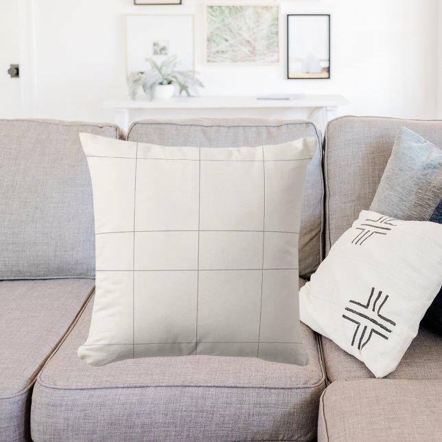 Cojín Decorativo Ivory cream gray neutrals checked modern (Subido por el creador)