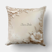 Ivory Flowers Throw Pillow