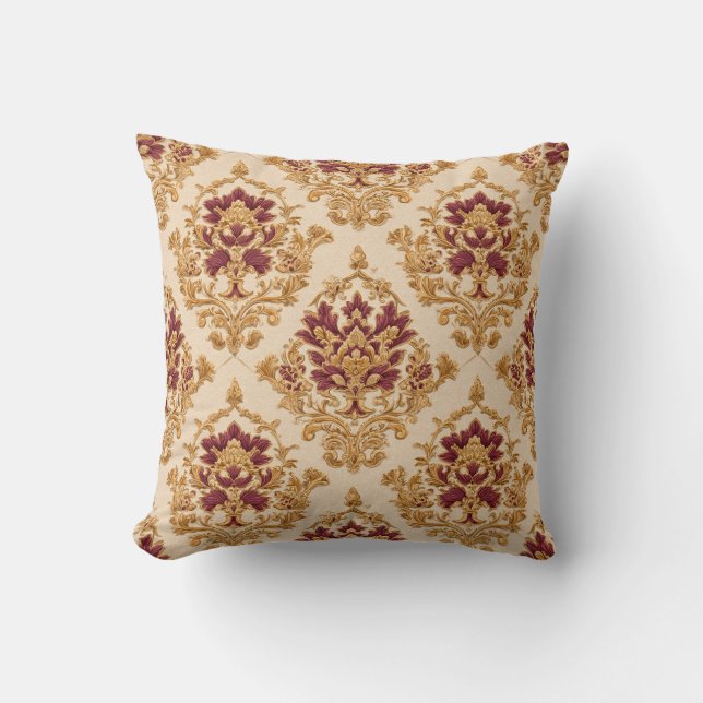 Cojín Decorativo Ivory Gilded Floral Damask (Anverso)