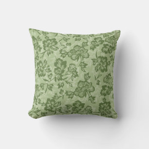 Cojín Decorativo Iwalani Vintage Floral Hawaiano Musgo