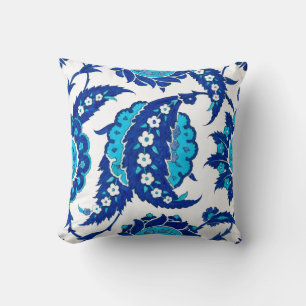 Cojín Decorativo Iznik Floral Otomano   Paisley Turquesa Azul