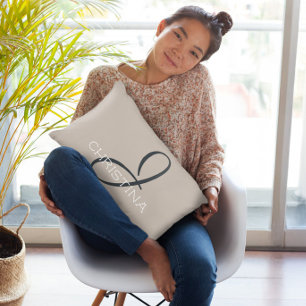 Cojín Decorativo J Inicial Nombre Personalizado Neutro Taupe Marrón