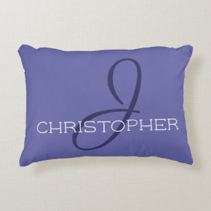 Cojín Decorativo J Nombre personalizado inicial azul pervinca