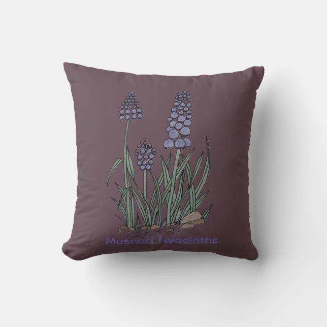 Cojín Decorativo Jacintos Muscari Azules (Anverso)