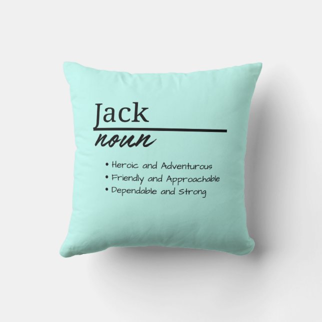 Cojín Decorativo Jack, definición de nombre personalizado del niño (Reverso)