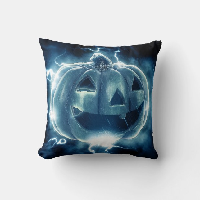 Cojín Decorativo jack-o-lantern en la lluvia (Anverso)