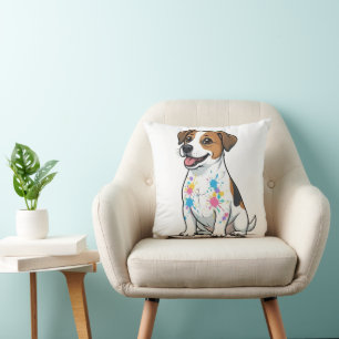 Cojín Decorativo Jack Russell Alegre Salpicadura Divertida