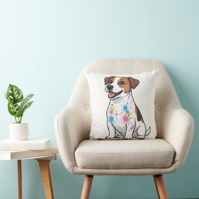 Cojín Decorativo Jack Russell Alegre Salpicadura Divertida (Silla)