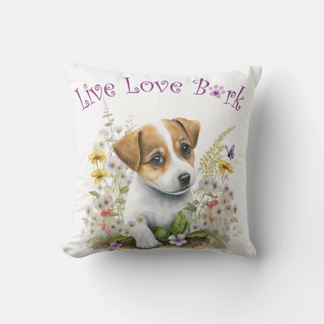 Cojín Decorativo Jack Russell Dog Mom Floral (Anverso)
