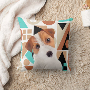 Cojín Decorativo Jack Russell Terrier Dog Naranja Geométrico
