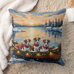 Cojín Decorativo Jack Russell Terrier Navidad Barco Fiesta