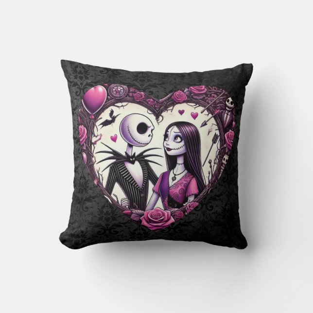 Cojín Decorativo Jack y Sally Gótico Valentine (Anverso)